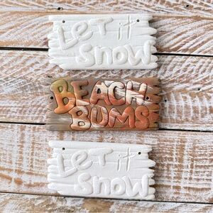 🎨Unpainted Ceramic Bisque Signs Beach / Snow, Ready For Your Artistic Adventure🎨